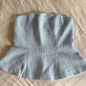 Lulu's Light Blue Textured Women's Strapless Top